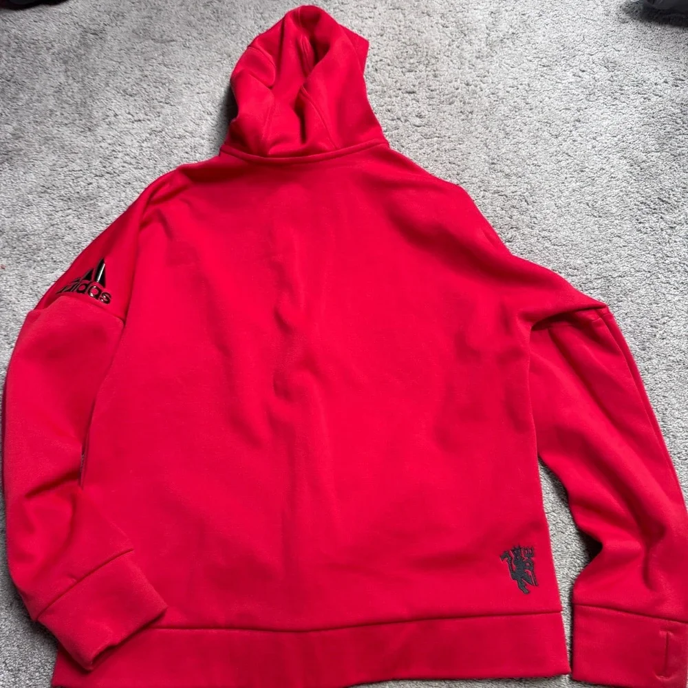 Adidas Youth Large Full Zip Manchester United Hooded Jacket Red